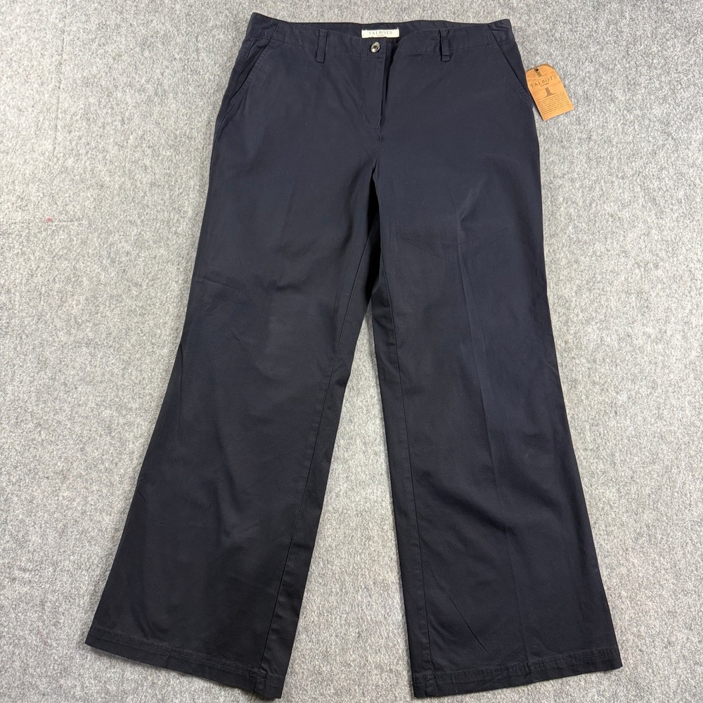 Talbots Chino Pants Womens 14 Navy Blue Wide Leg Stretch Cotton NWT - Picture 2 of 11
